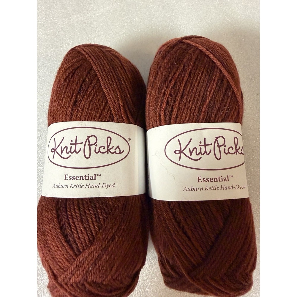 Knit Picks Essential Auburn Kettle Hand Dyed Yarn 2 Skeins Merino Wool Fingering